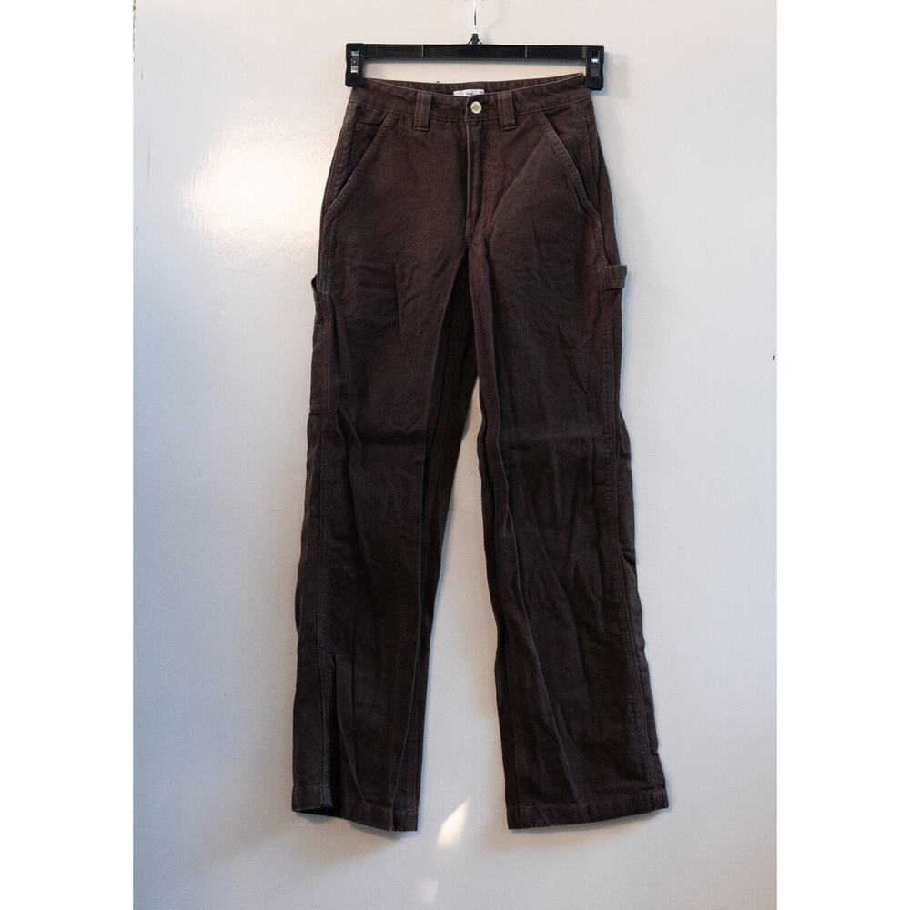 TNA Workwear Wide Leg Carpenter Pants Brown Utility Pockets Women’s Size‎ 00